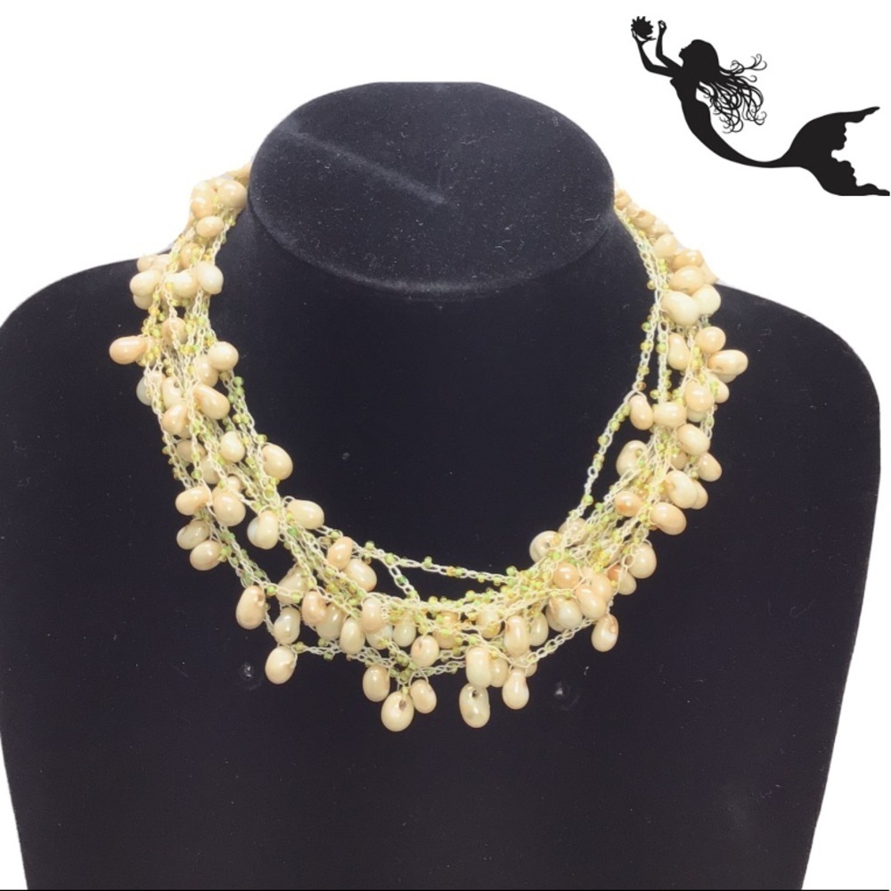 Boho Beach Mermaid Mother of Pearl Shell Necklace